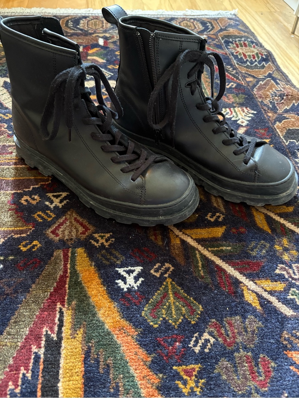 Camper black lace-up boots